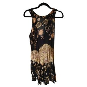Intimately Free People Black Dobby Dot Floral Slip Mini Dress, Size Small